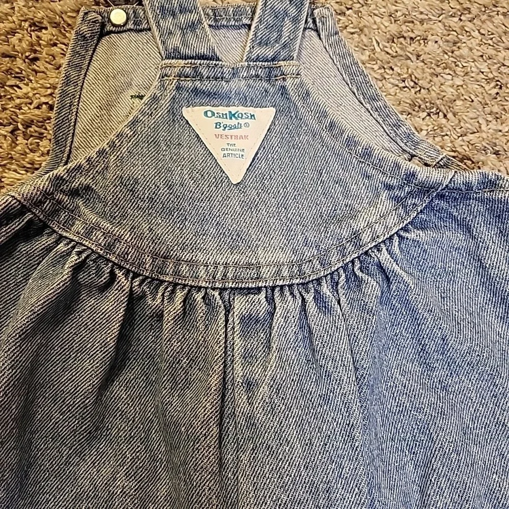 VINTAGE Osh Gosh B'gosh Toddlers Girls Vestbak Denim Overalls Size 3T LIGHT BLUE